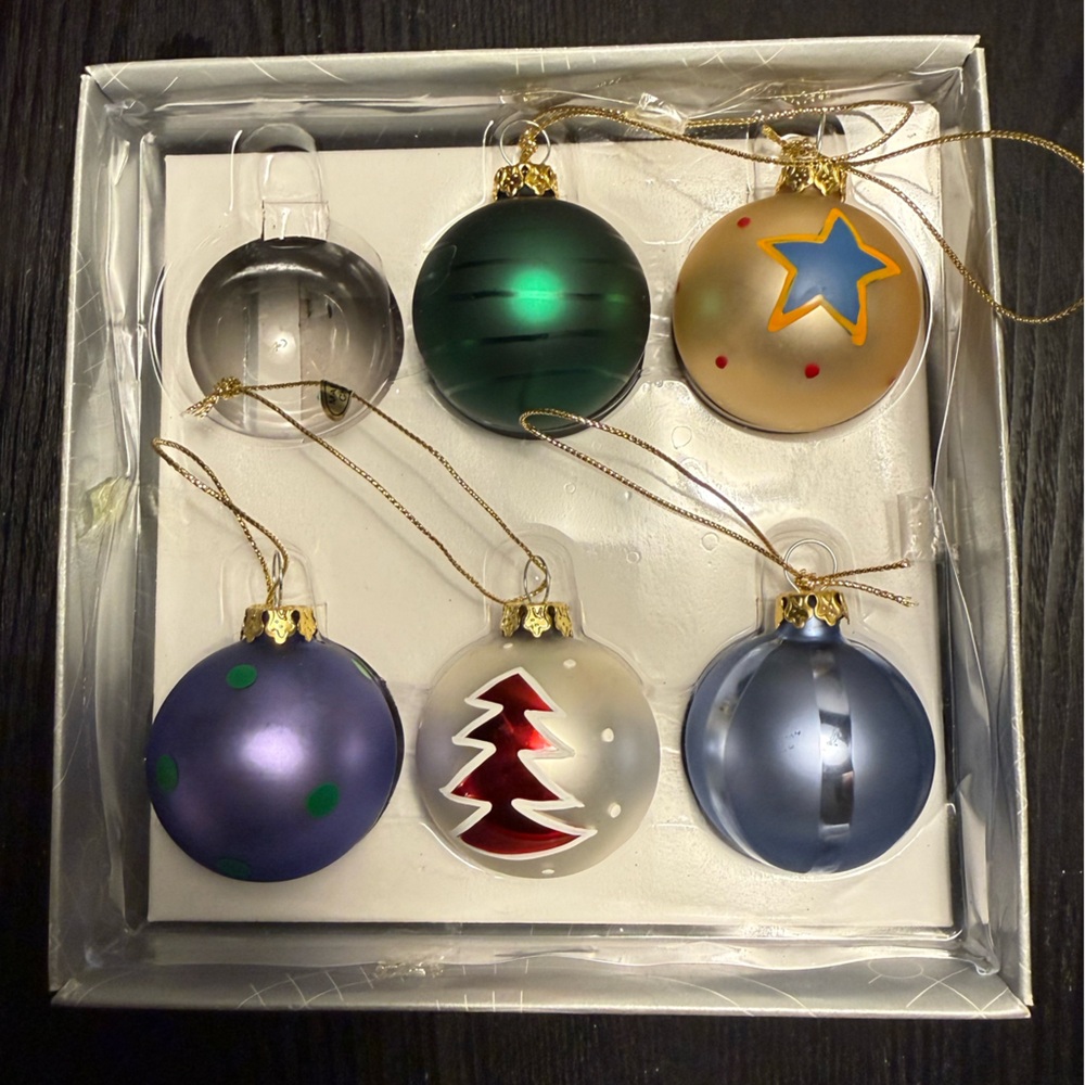 Festive Vintage Glass Ornament Set - Multicolor